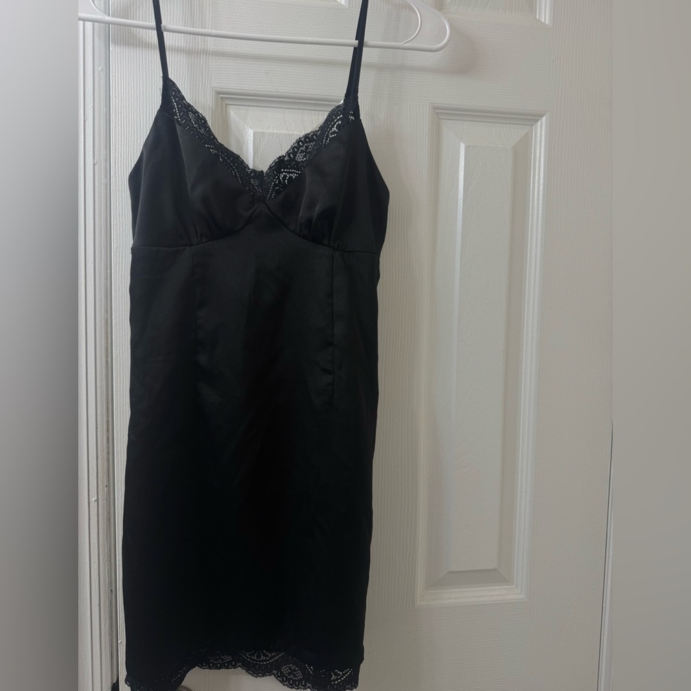 Satin mini lacy slip dress